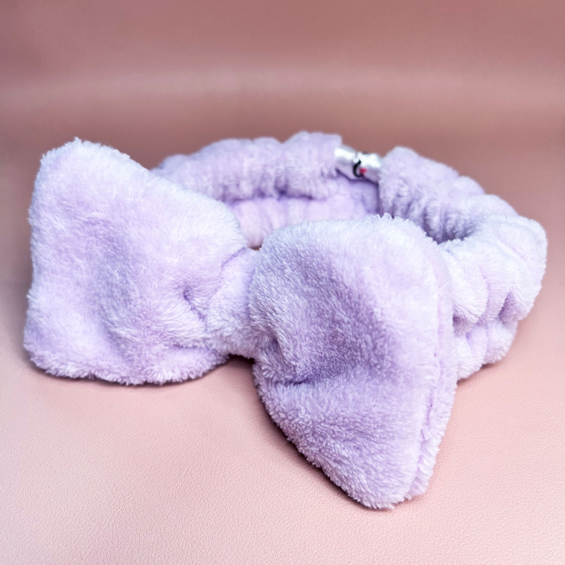 Purple big bow microfiber spa headband 