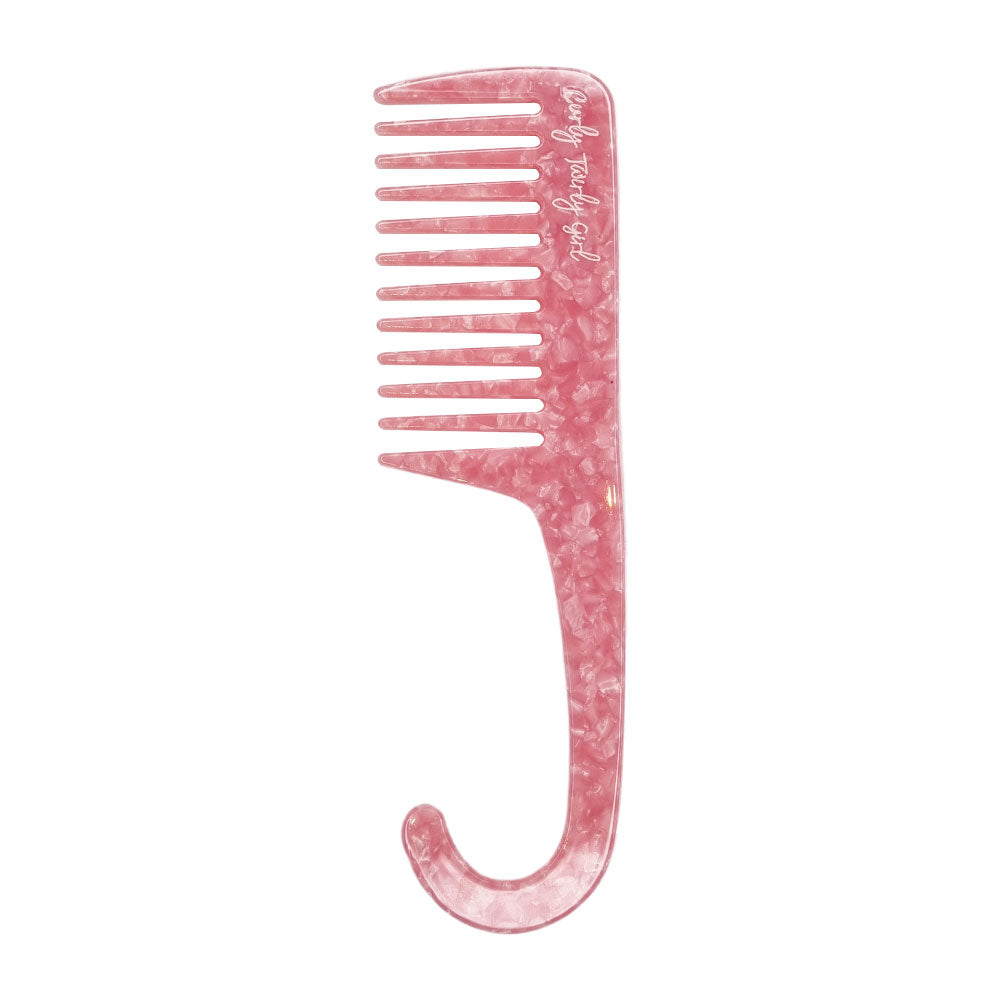 Pink wide tooth shower comb